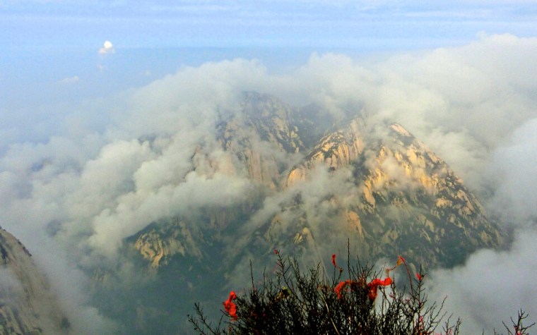 Huashan mountains viewed through the clouds.